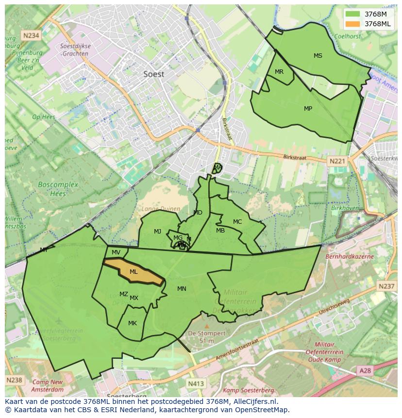 Afbeelding van het postcodegebied 3768 ML op de kaart.