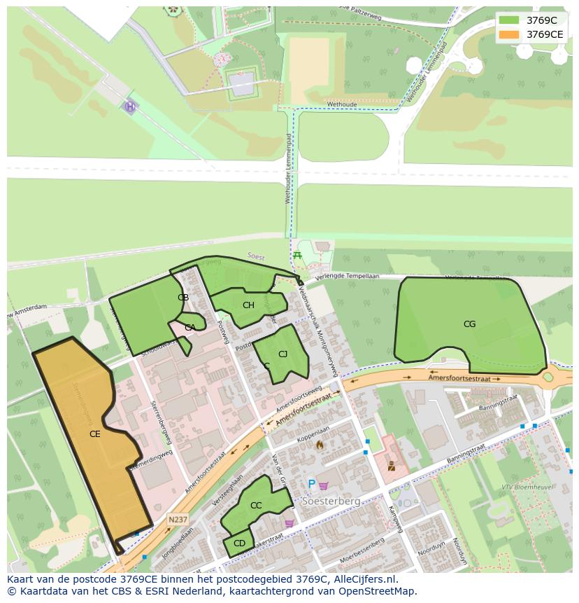 Afbeelding van het postcodegebied 3769 CE op de kaart.