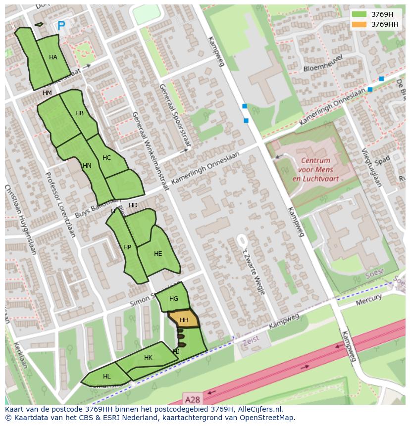 Afbeelding van het postcodegebied 3769 HH op de kaart.