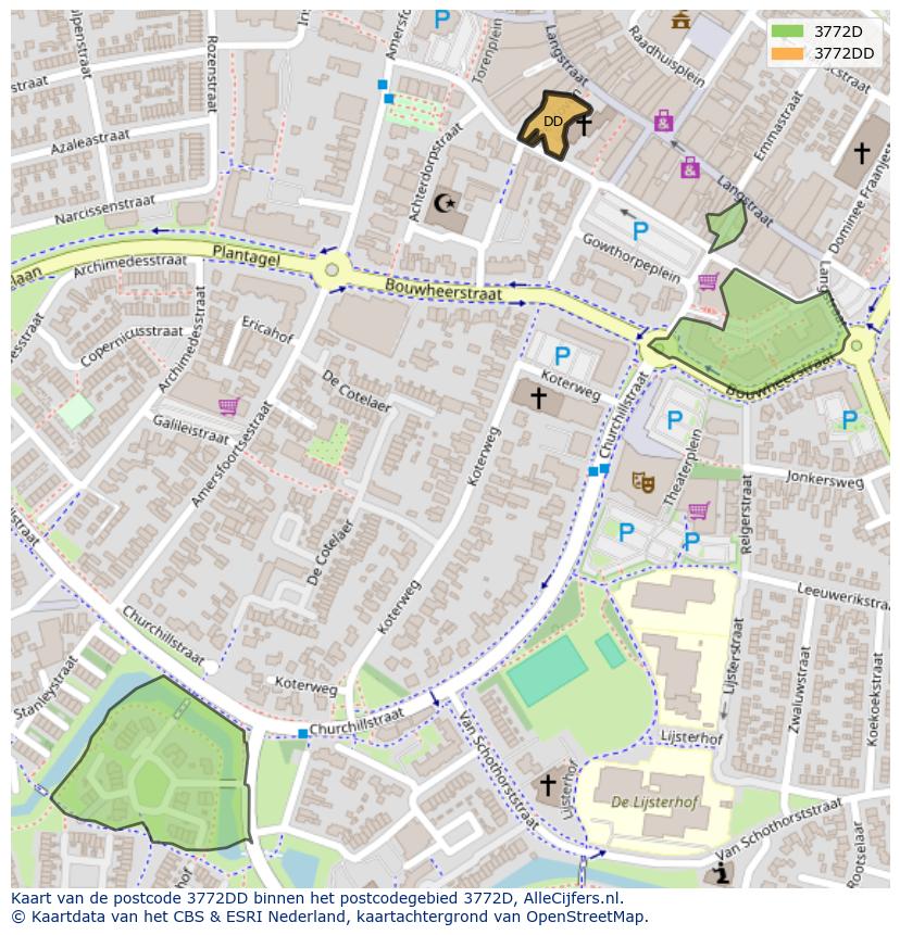 Afbeelding van het postcodegebied 3772 DD op de kaart.