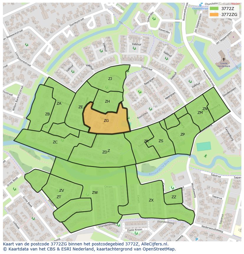 Afbeelding van het postcodegebied 3772 ZG op de kaart.