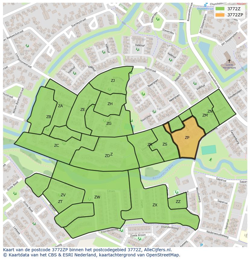 Afbeelding van het postcodegebied 3772 ZP op de kaart.