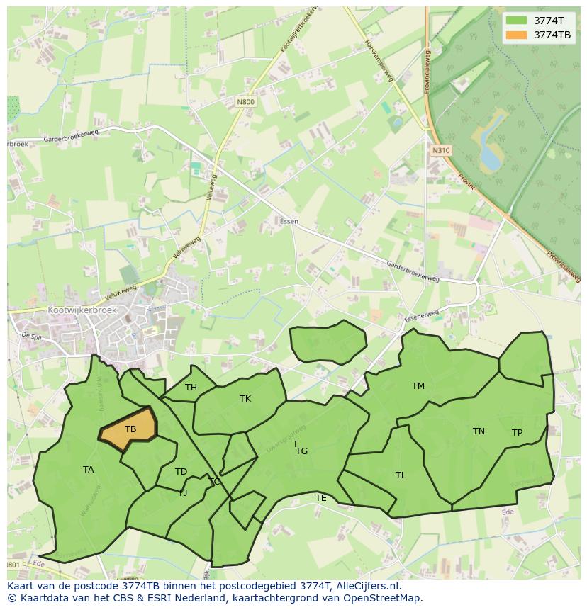 Afbeelding van het postcodegebied 3774 TB op de kaart.