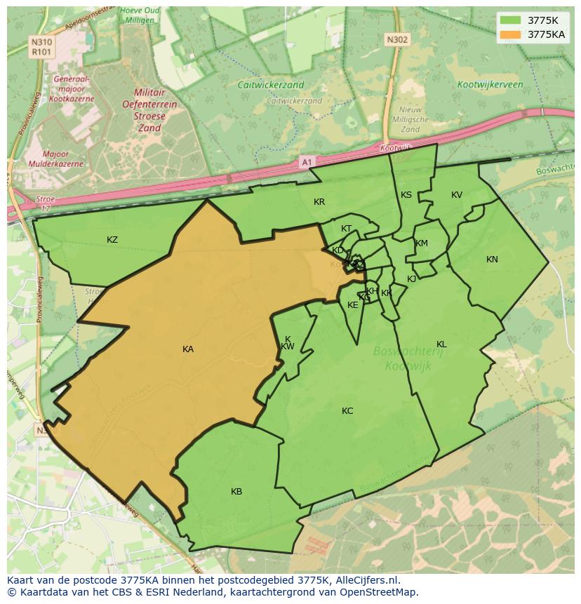 Afbeelding van het postcodegebied 3775 KA op de kaart.