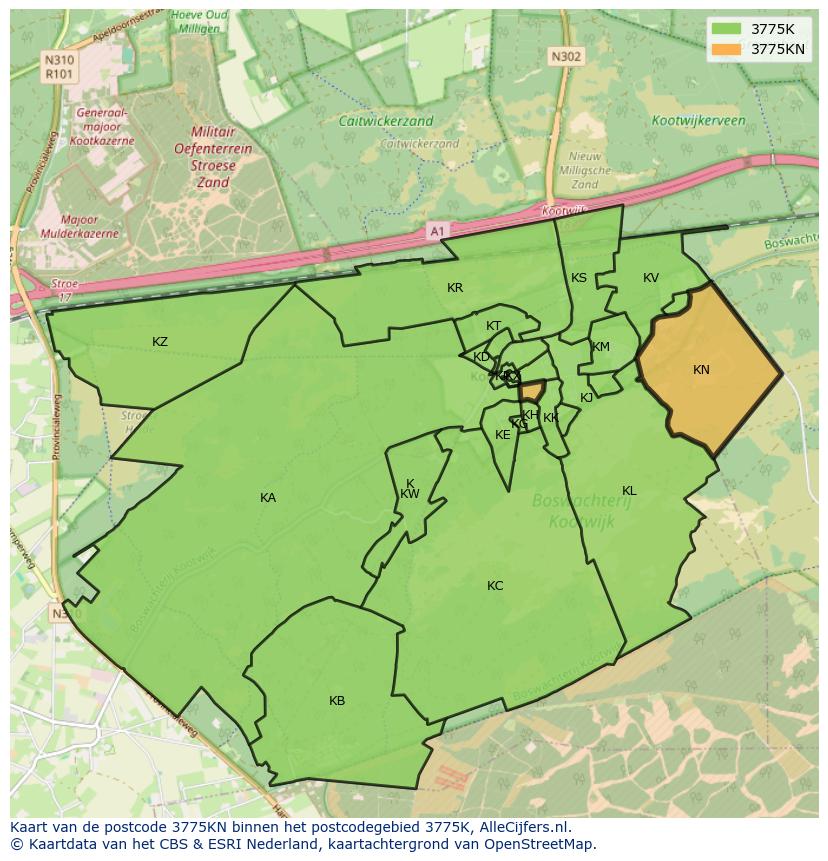 Afbeelding van het postcodegebied 3775 KN op de kaart.