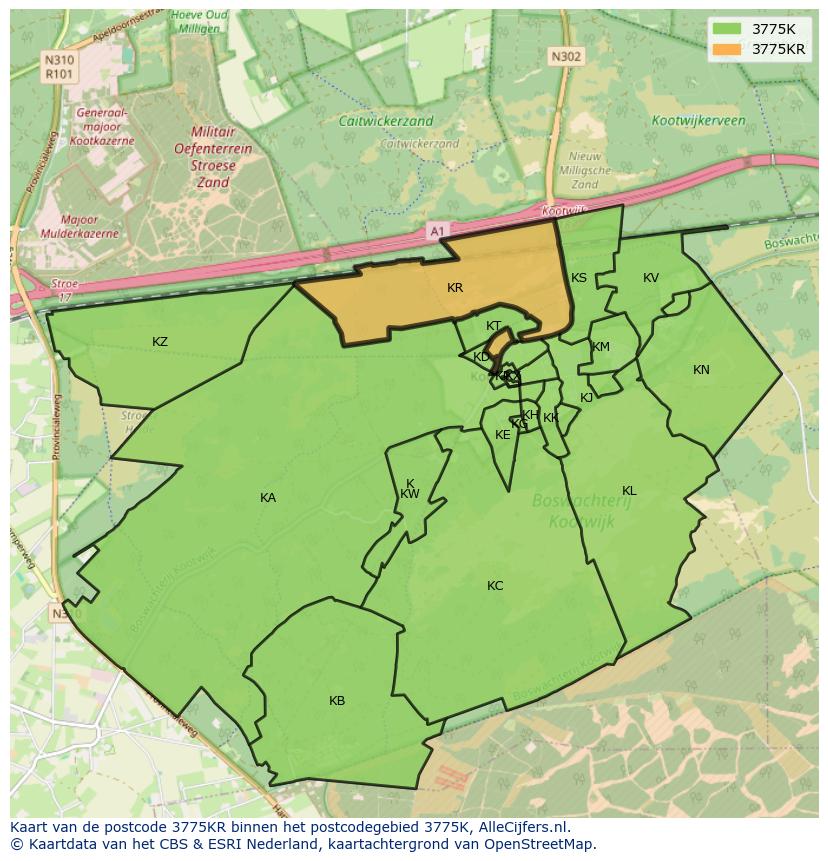 Afbeelding van het postcodegebied 3775 KR op de kaart.