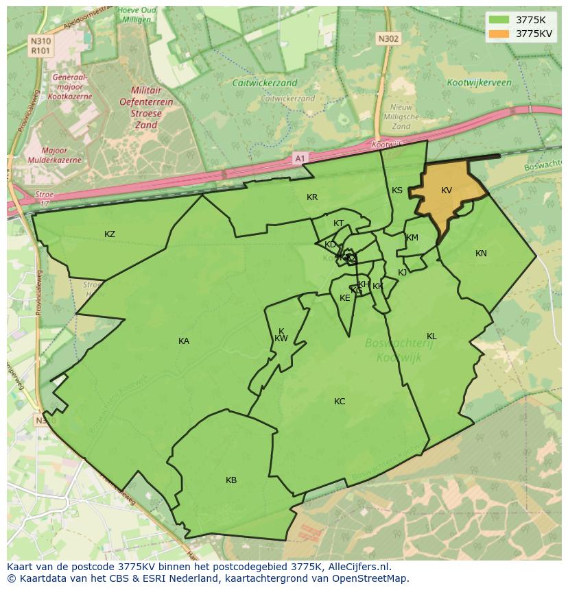 Afbeelding van het postcodegebied 3775 KV op de kaart.