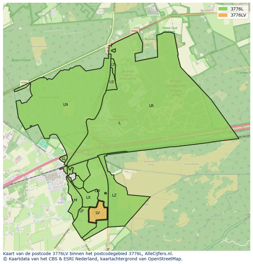 Afbeelding van het postcodegebied 3776 LV op de kaart.