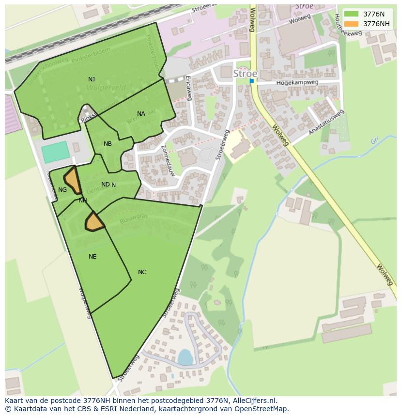 Afbeelding van het postcodegebied 3776 NH op de kaart.