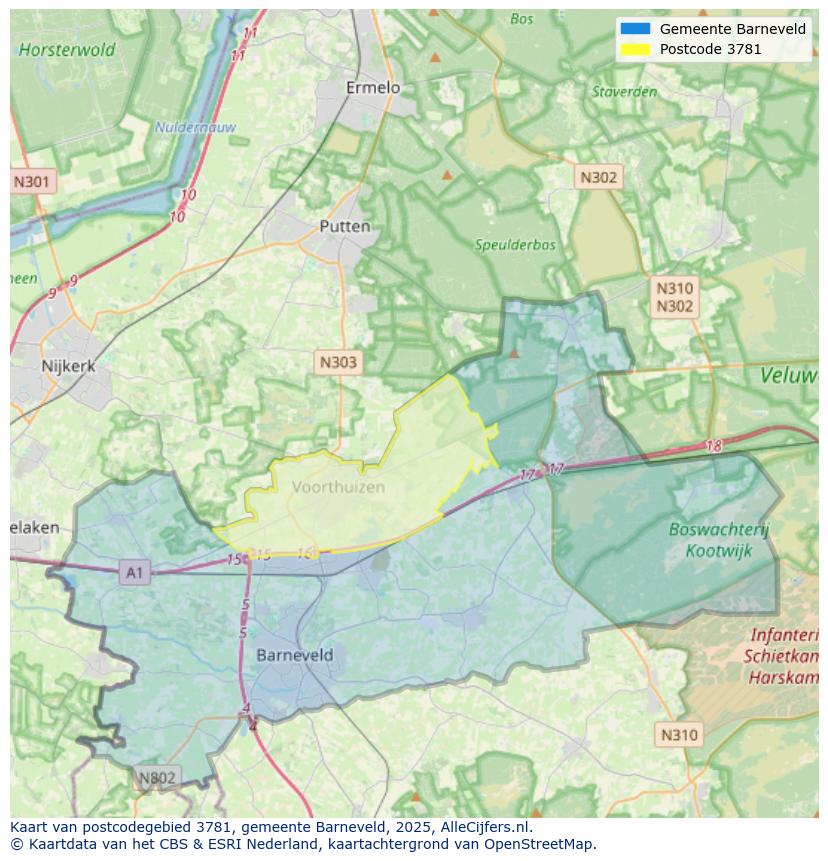 Afbeelding van het postcodegebied 3781 op de kaart.