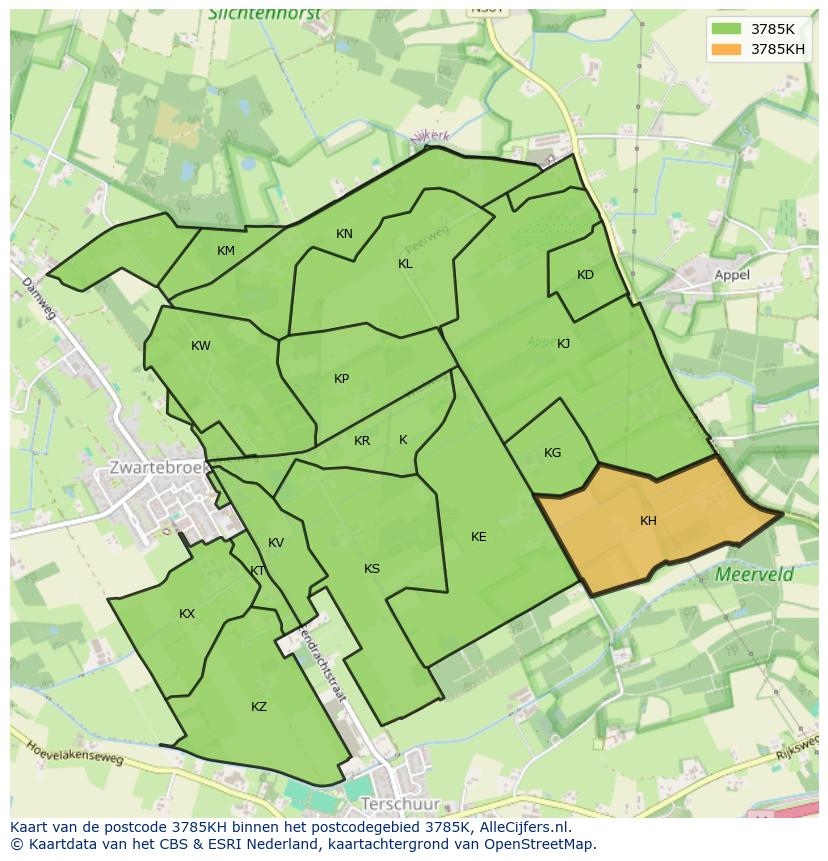 Afbeelding van het postcodegebied 3785 KH op de kaart.