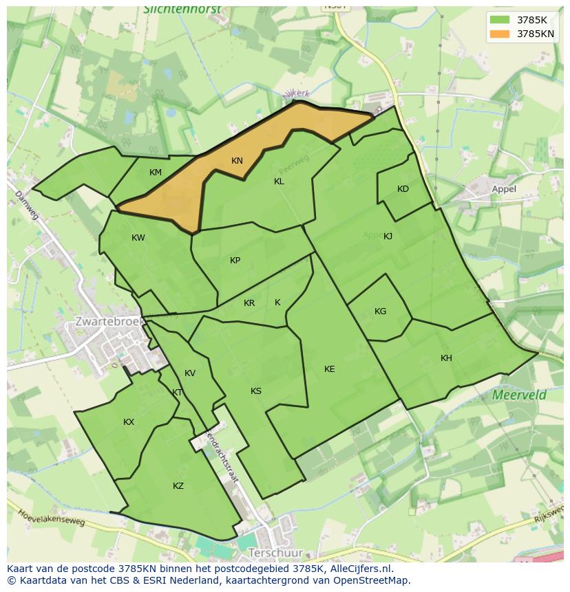 Afbeelding van het postcodegebied 3785 KN op de kaart.