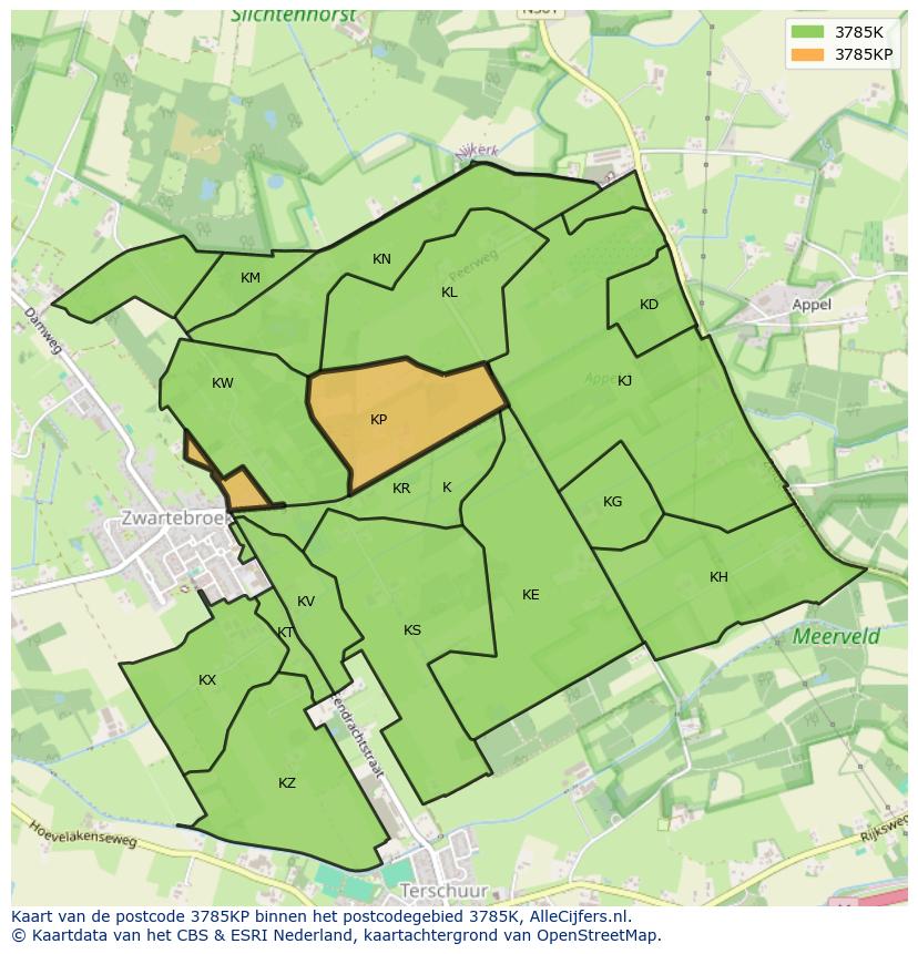Afbeelding van het postcodegebied 3785 KP op de kaart.