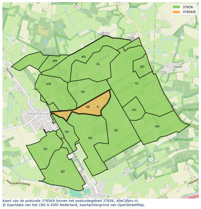 Afbeelding van het postcodegebied 3785 KR op de kaart.