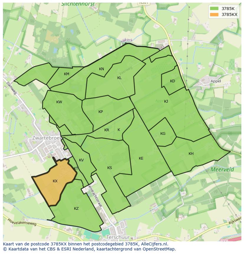 Afbeelding van het postcodegebied 3785 KX op de kaart.