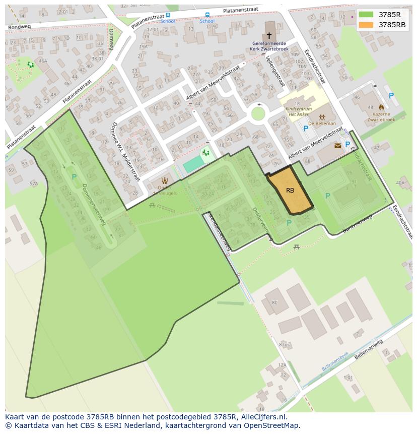 Afbeelding van het postcodegebied 3785 RB op de kaart.