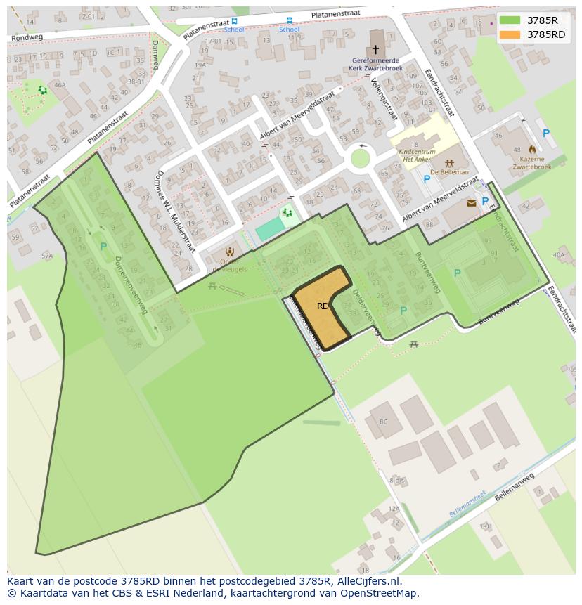 Afbeelding van het postcodegebied 3785 RD op de kaart.