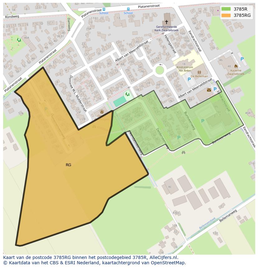 Afbeelding van het postcodegebied 3785 RG op de kaart.