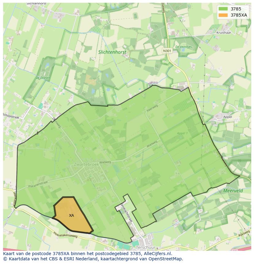 Afbeelding van het postcodegebied 3785 XA op de kaart.