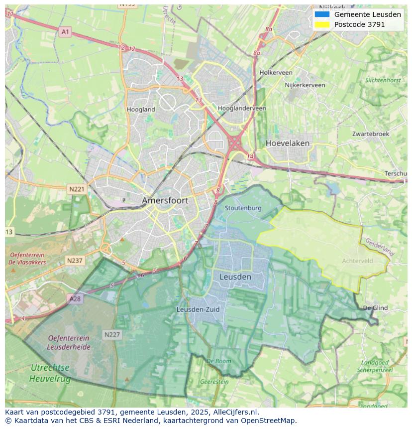 Afbeelding van het postcodegebied 3791 op de kaart.