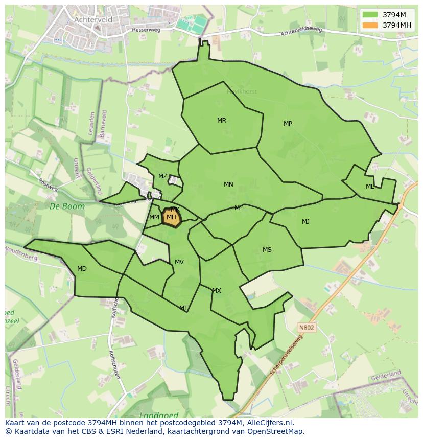 Afbeelding van het postcodegebied 3794 MH op de kaart.