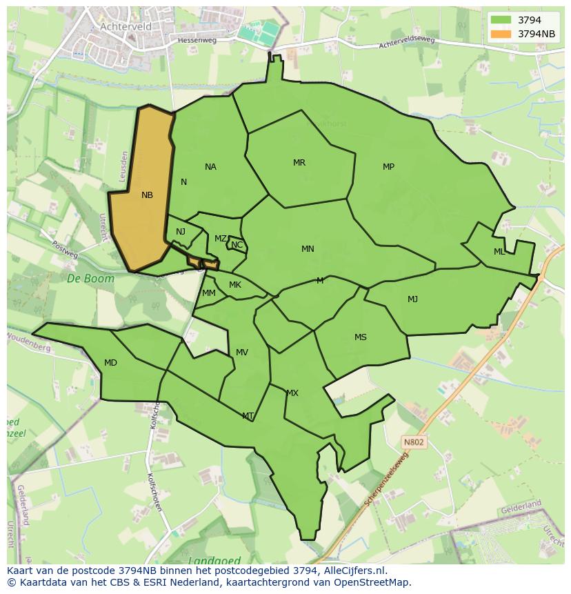 Afbeelding van het postcodegebied 3794 NB op de kaart.