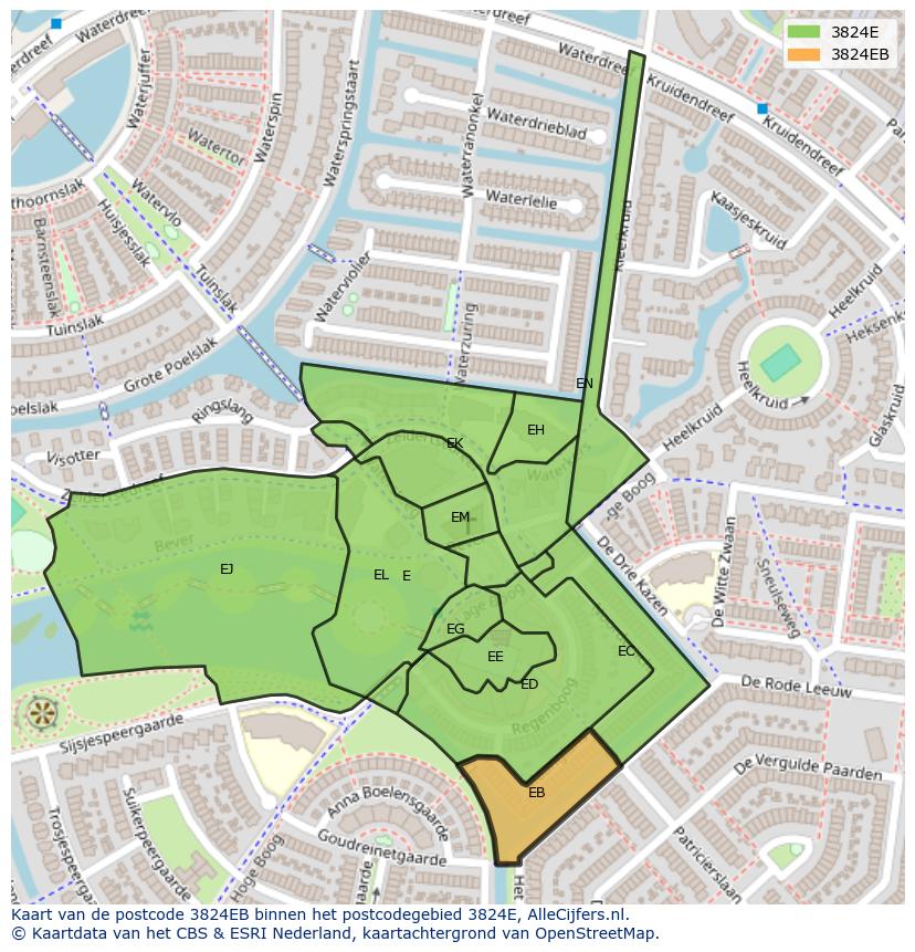 Afbeelding van het postcodegebied 3824 EB op de kaart.