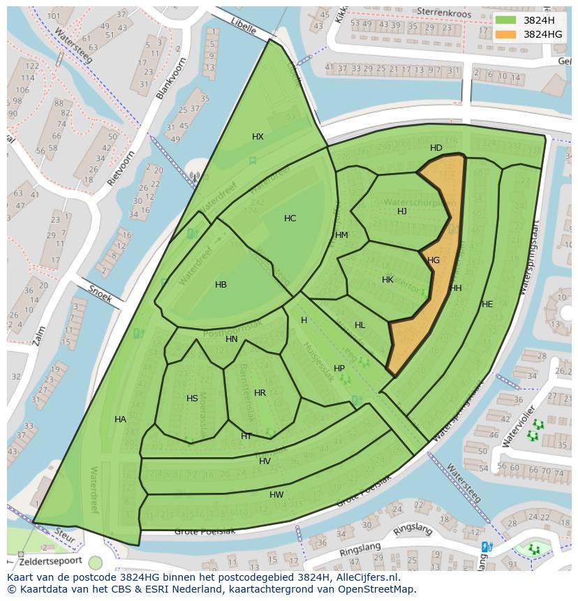Afbeelding van het postcodegebied 3824 HG op de kaart.