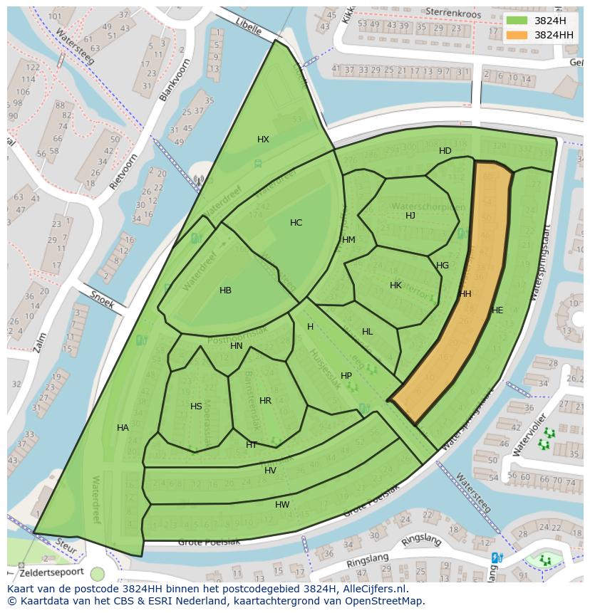 Afbeelding van het postcodegebied 3824 HH op de kaart.