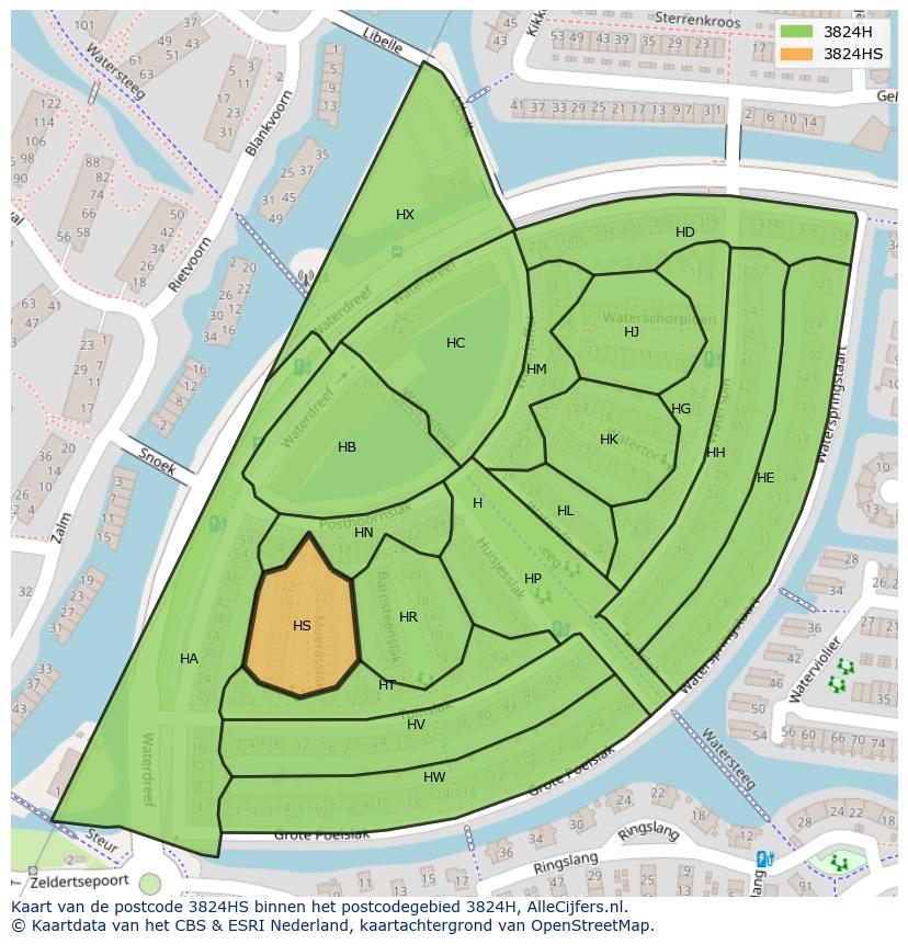 Afbeelding van het postcodegebied 3824 HS op de kaart.