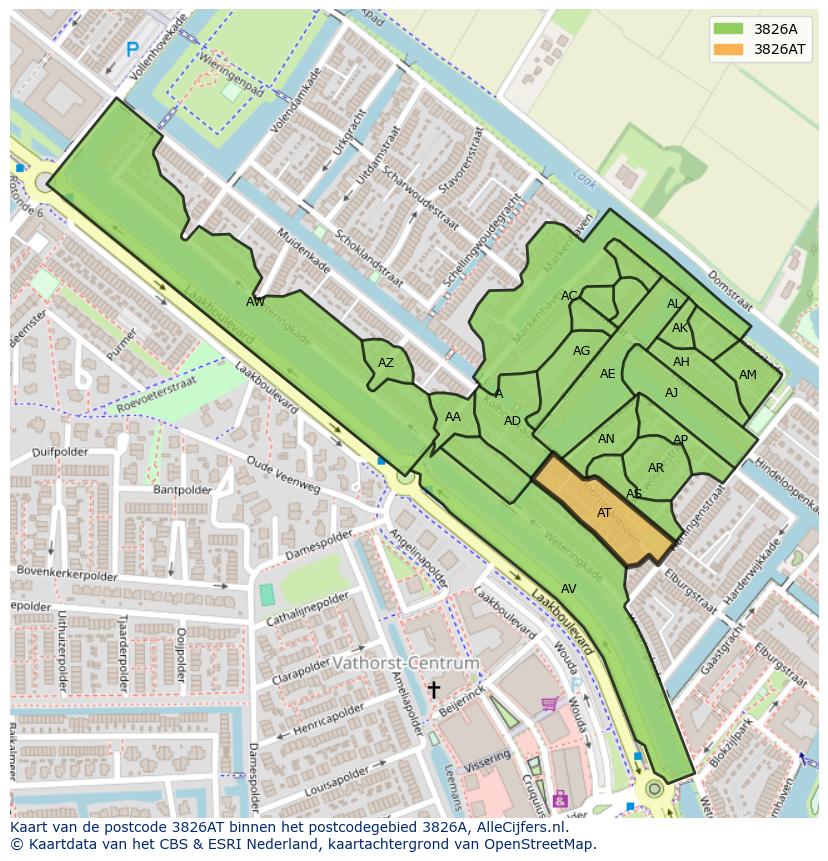 Afbeelding van het postcodegebied 3826 AT op de kaart.