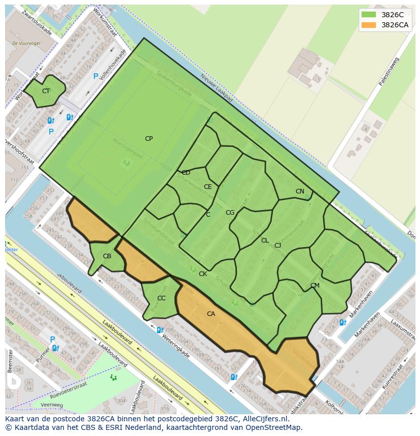 Afbeelding van het postcodegebied 3826 CA op de kaart.