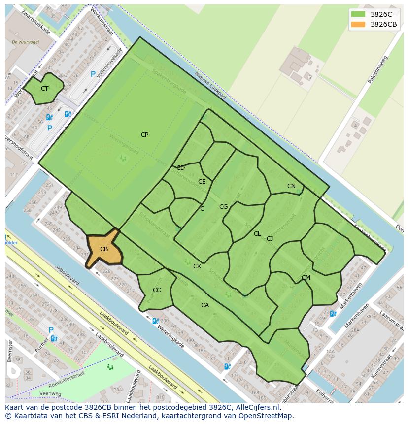 Afbeelding van het postcodegebied 3826 CB op de kaart.