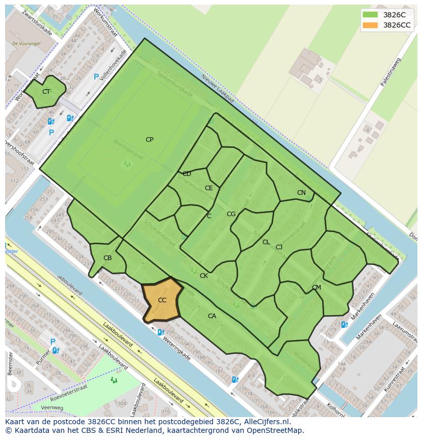 Afbeelding van het postcodegebied 3826 CC op de kaart.