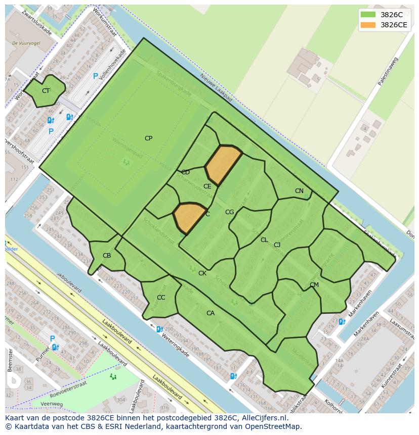 Afbeelding van het postcodegebied 3826 CE op de kaart.