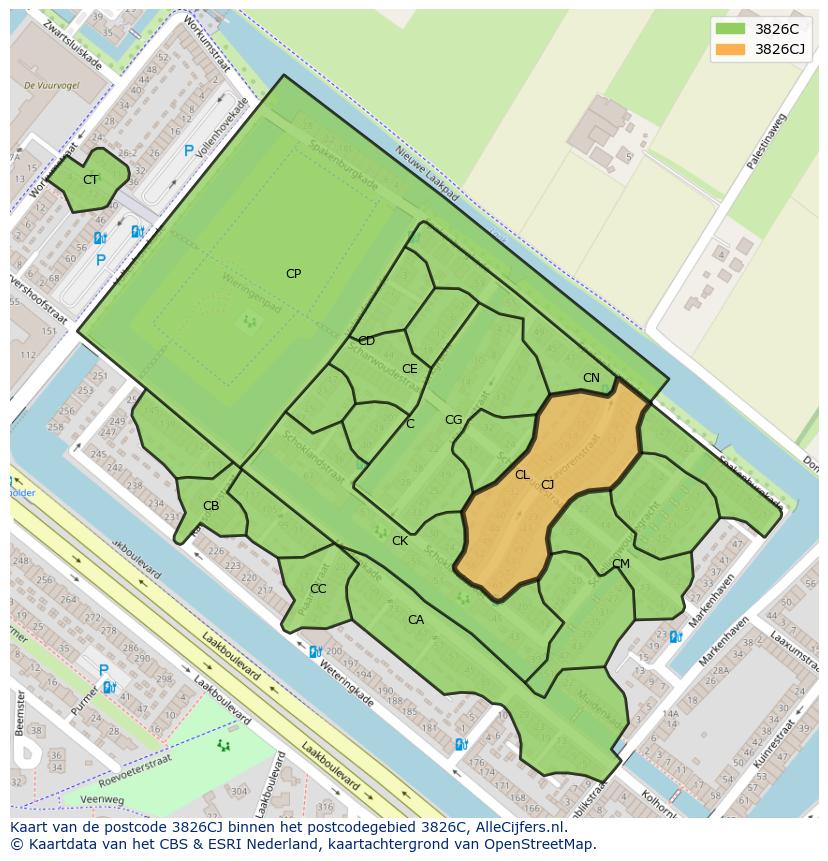 Afbeelding van het postcodegebied 3826 CJ op de kaart.