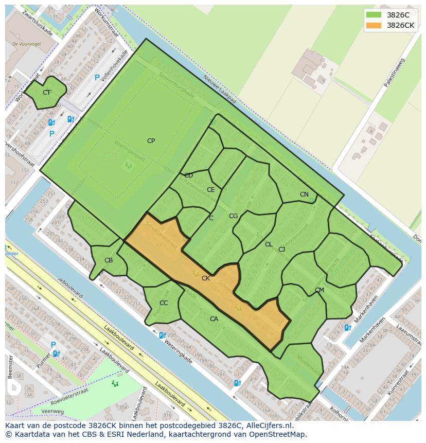 Afbeelding van het postcodegebied 3826 CK op de kaart.
