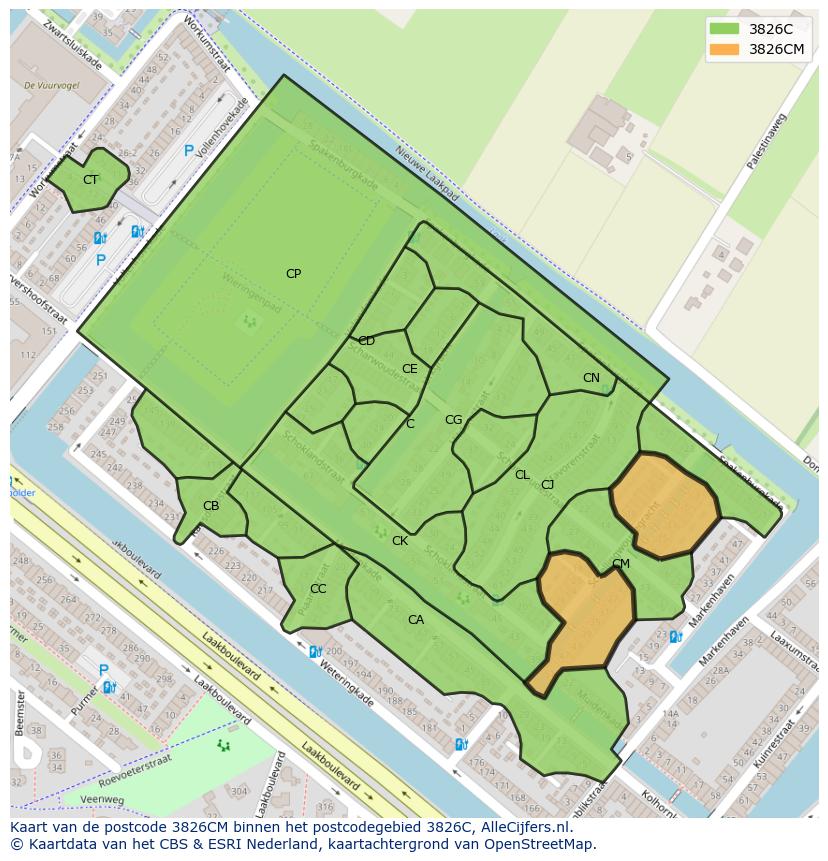 Afbeelding van het postcodegebied 3826 CM op de kaart.