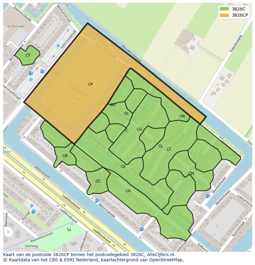 Afbeelding van het postcodegebied 3826 CP op de kaart.