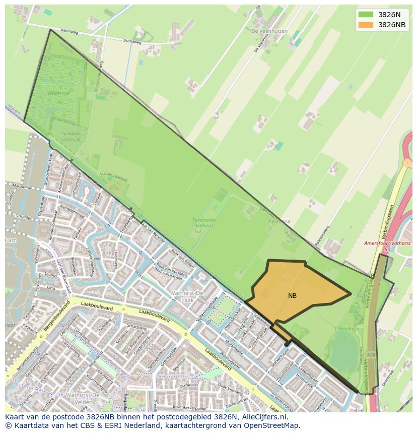 Afbeelding van het postcodegebied 3826 NB op de kaart.