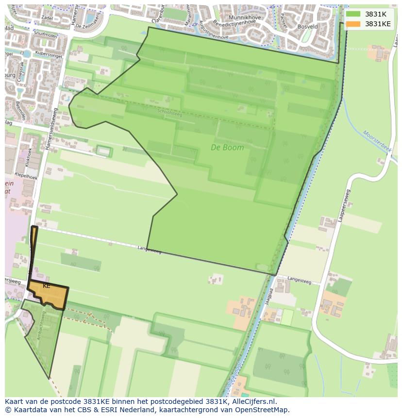 Afbeelding van het postcodegebied 3831 KE op de kaart.