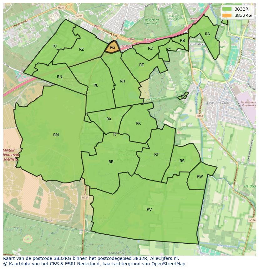 Afbeelding van het postcodegebied 3832 RG op de kaart.