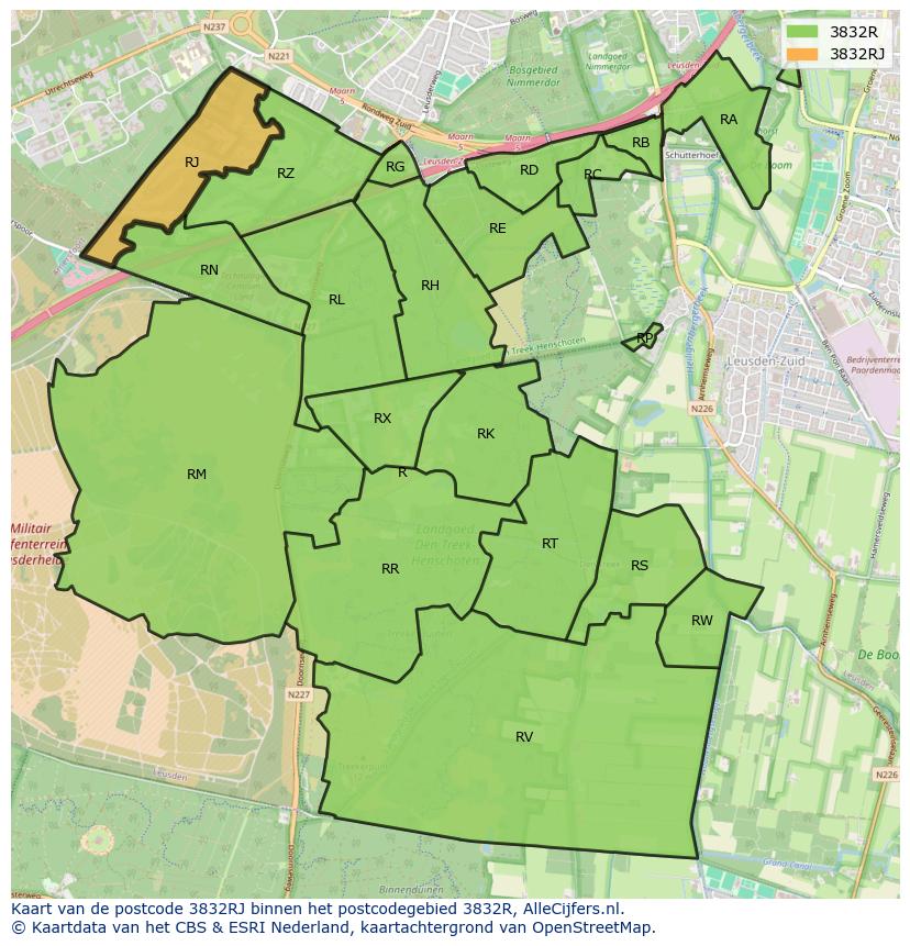 Afbeelding van het postcodegebied 3832 RJ op de kaart.