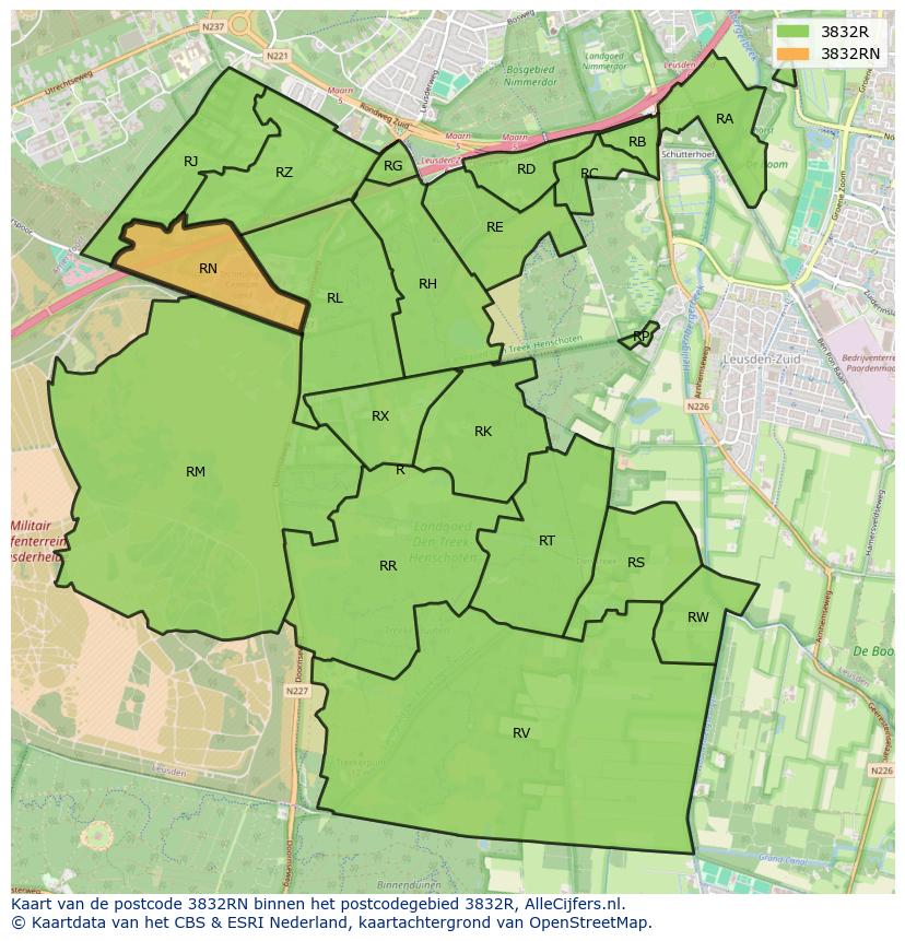 Afbeelding van het postcodegebied 3832 RN op de kaart.