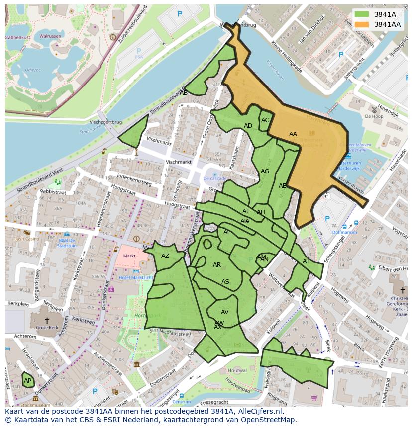 Afbeelding van het postcodegebied 3841 AA op de kaart.