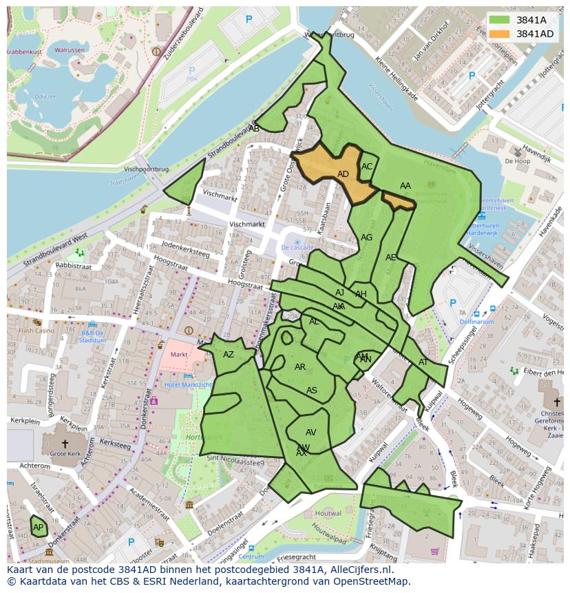 Afbeelding van het postcodegebied 3841 AD op de kaart.