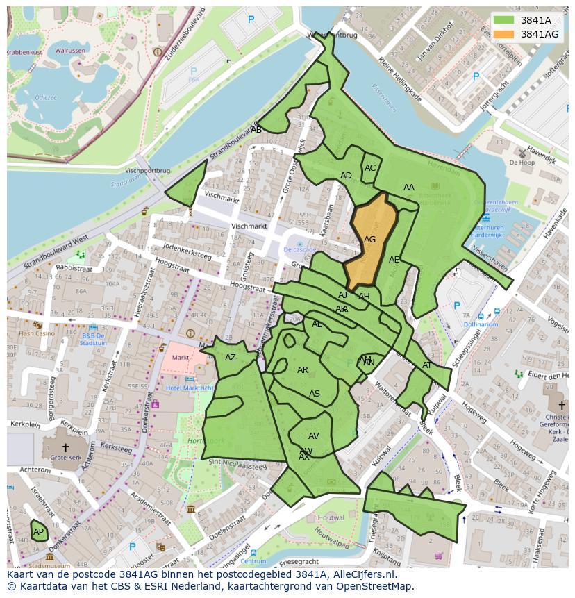 Afbeelding van het postcodegebied 3841 AG op de kaart.