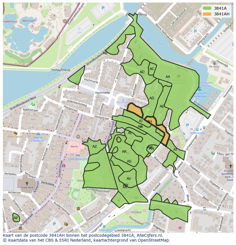 Afbeelding van het postcodegebied 3841 AH op de kaart.