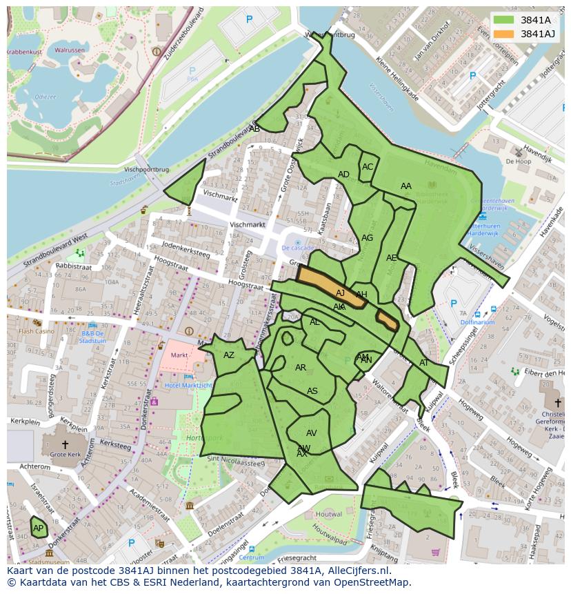 Afbeelding van het postcodegebied 3841 AJ op de kaart.