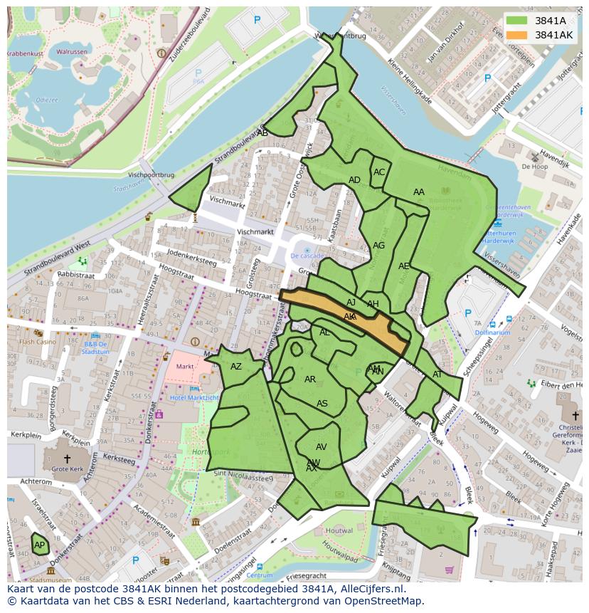 Afbeelding van het postcodegebied 3841 AK op de kaart.